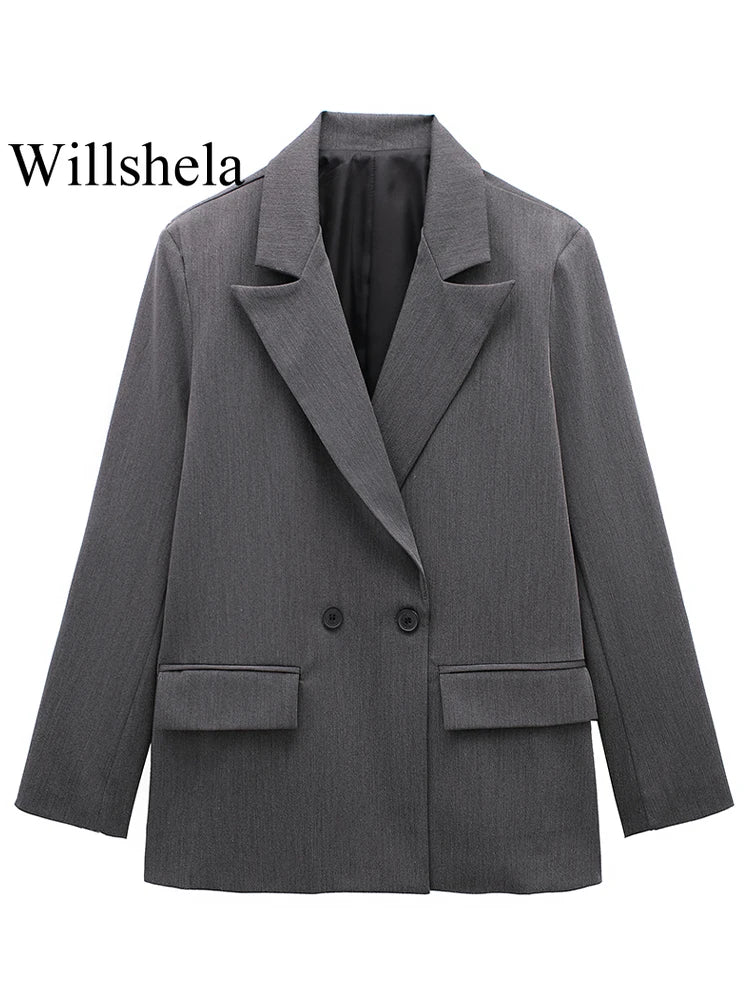 Women Double Breasted Blazer