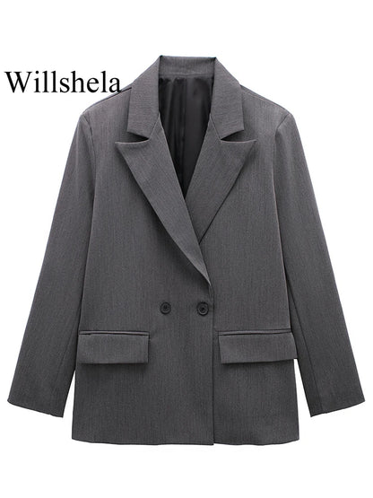 Women Double Breasted Blazer