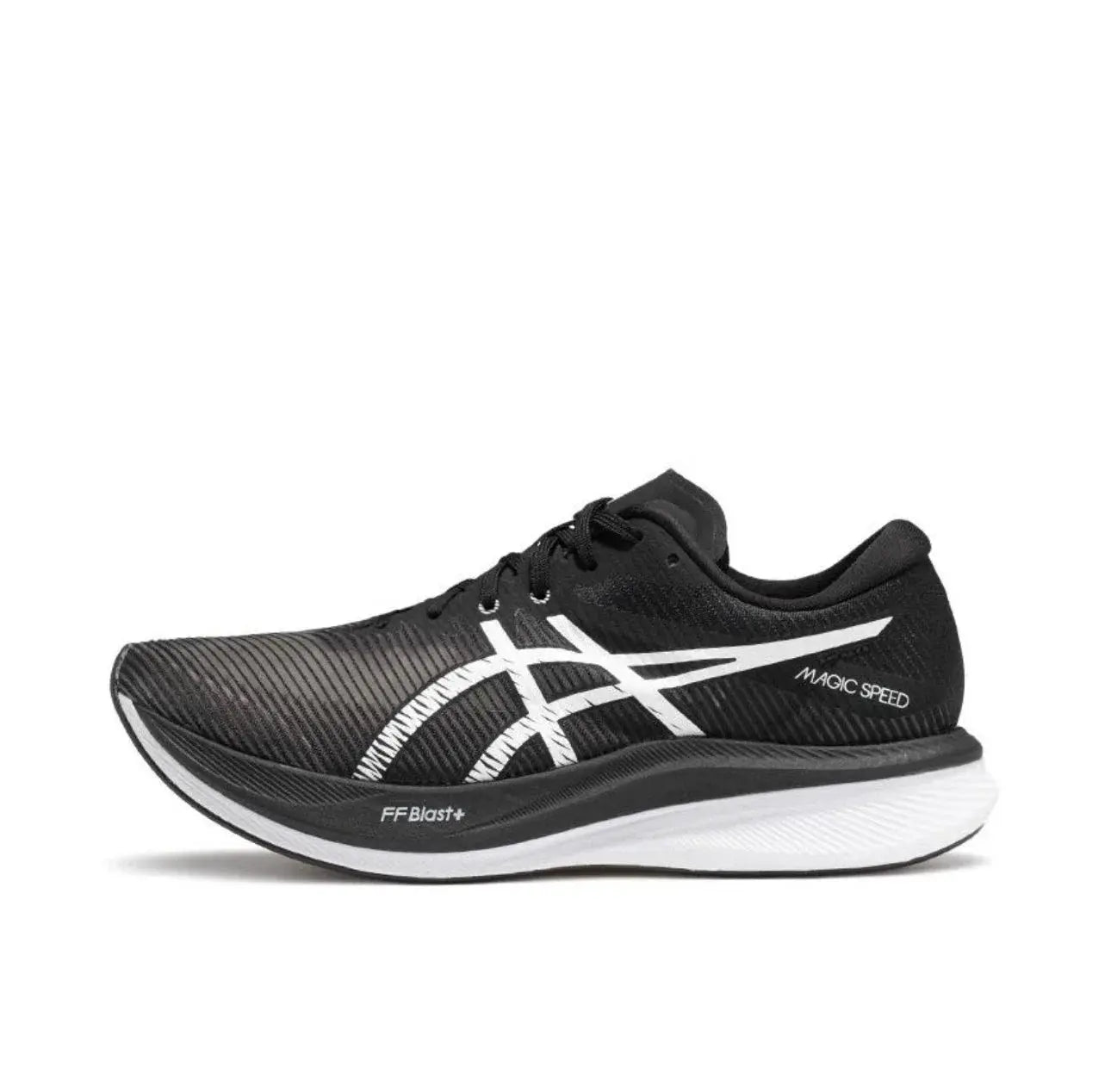 Asics  Comfortable Low Cut Carbon Plate Long Distance Running Race Running Shoes Men's Black and White 1011B631-002 - Chicchar Fashion