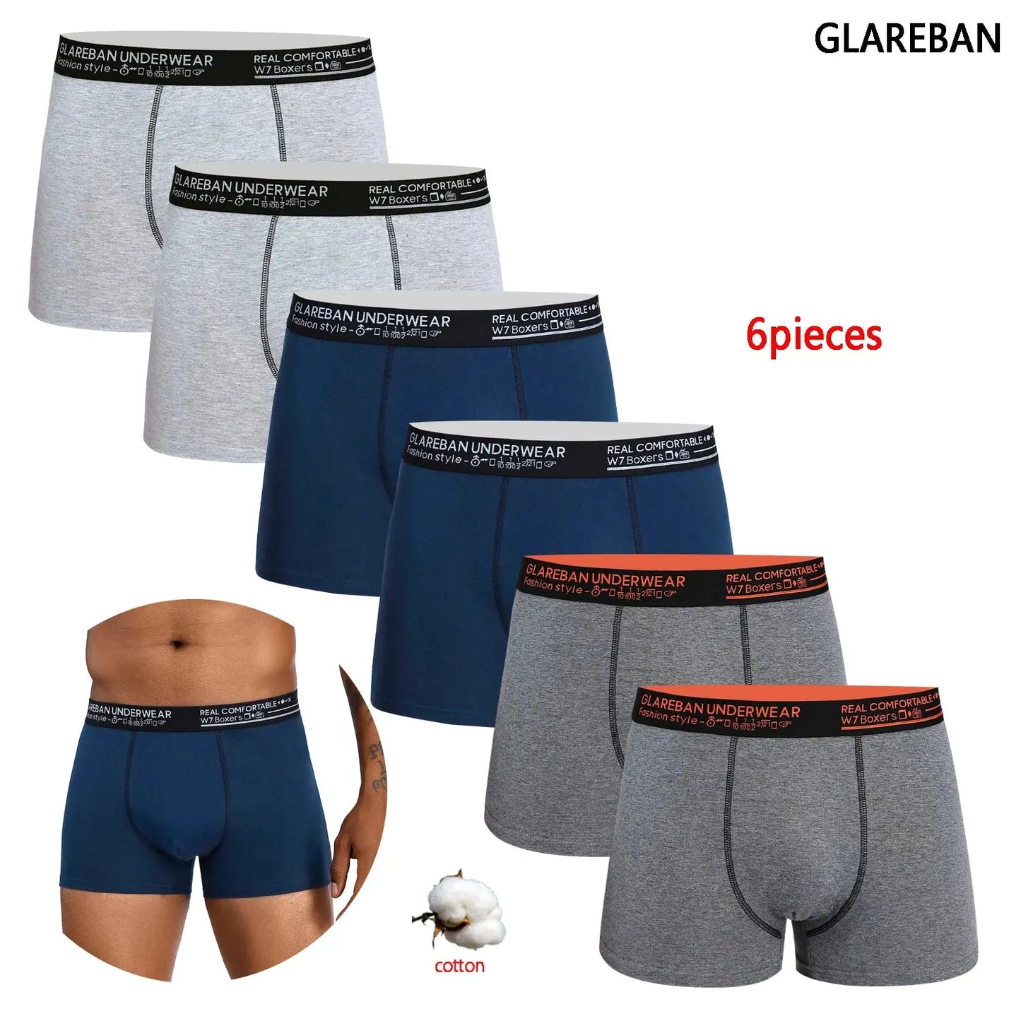 6-Pack Cotton Boxer Shorts Chicchar Fashion
