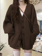 Polyester V-Neck Cardigan Chicchar Fashion