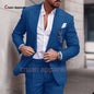 Sky Blue Linen Slim Suit