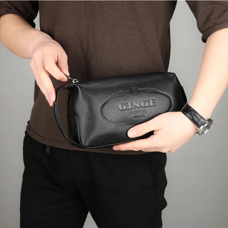 Luxury Designer Men's Business Clutch Bags High Quality Leather Long Wallet 2025 Winter New Fashion Handbags Party Clutches Male - Chicchar Fashion