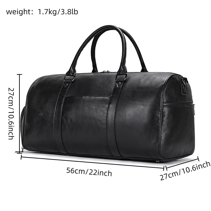 Opulent Voyage: Unisex Leather Travel Duffle Bag
