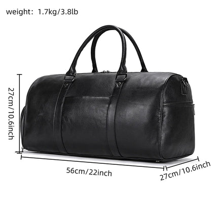 Opulent Voyage: Unisex Leather Travel Duffle Bag
