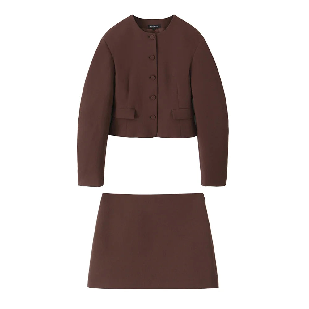 Polyester Short Jacket & Skirt