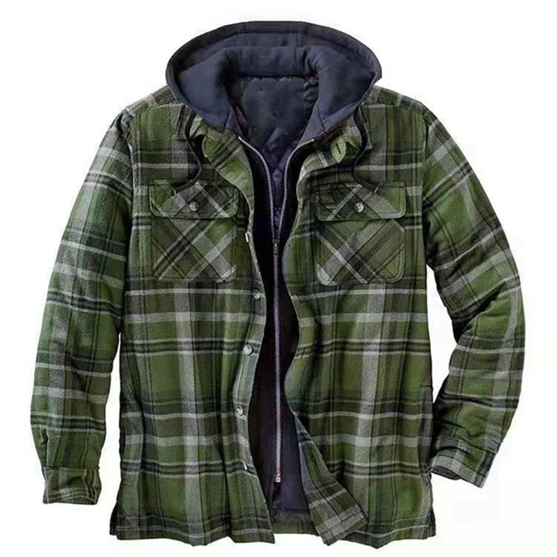 Plaid Hooded Jacket Warm
