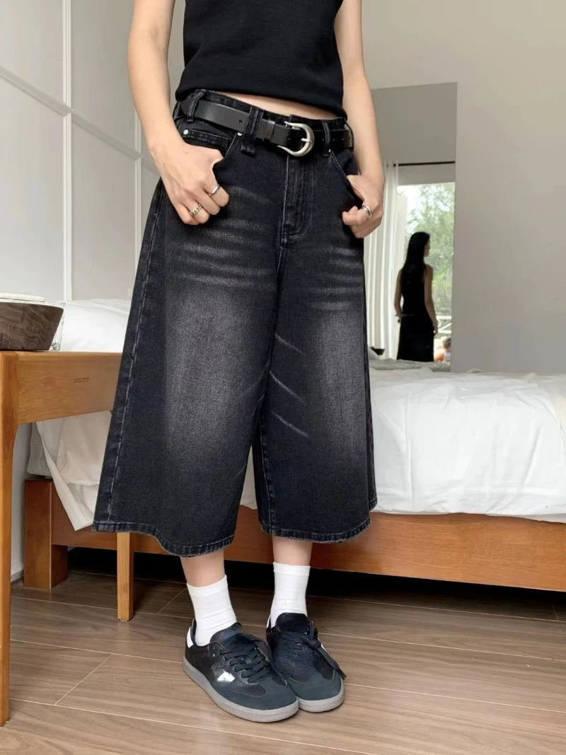 Y2K Low-Rise Black Denim Jorts