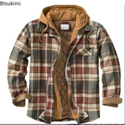 Plaid Hooded Jacket Warm