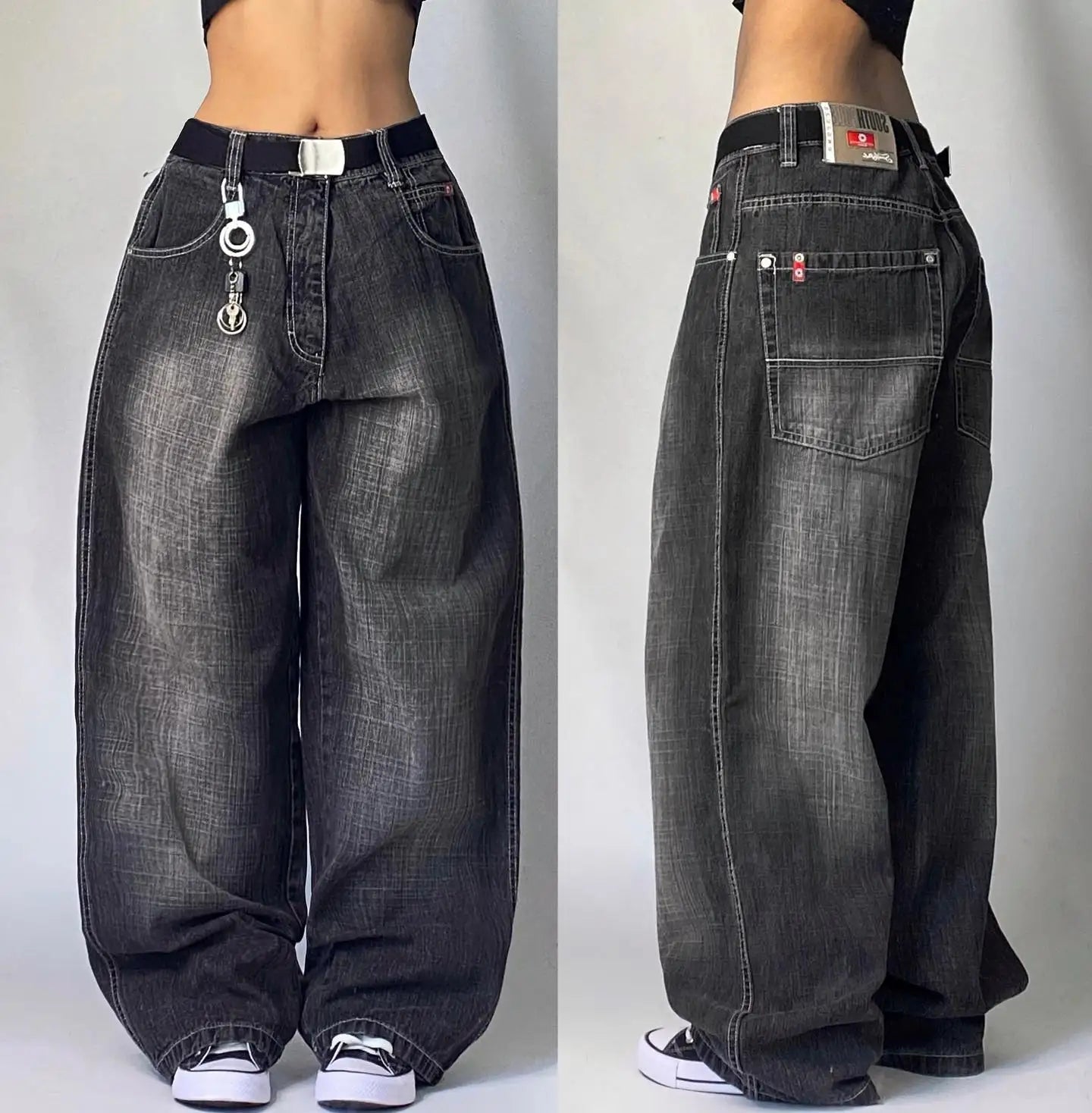 Y2K Washed Baggy Cotton Jeans