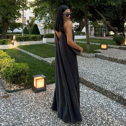 Black Backless Slip Maxi