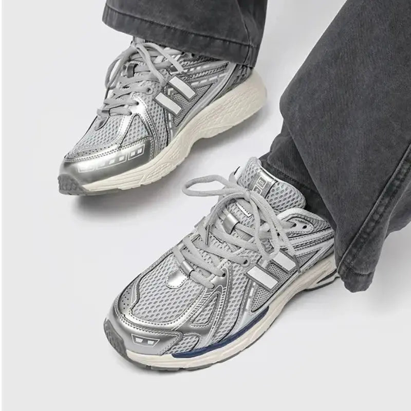 Men's Sports Shoes with A Mesh Surface Made of Patchwork Material, New Lace-up Round Toe Casual Height-increasing Niche Shoes - Chicchar Fashion