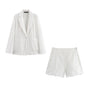 White Lace Blazer Shorts Set