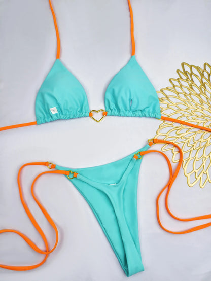 White Cotton Lace-Up Bikini