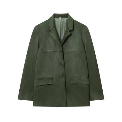 Faux Suede Blazer Shorts Set