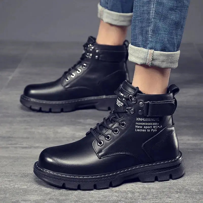 Ankle Boots for Man PU Leather Men's Sports Shoes Autumn Winter Comf High-top Timberland Boot Casual Outdoor Men Motorcycle Boot Chicchar Fashion