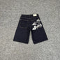 Embroidered Denim Baggy Shorts