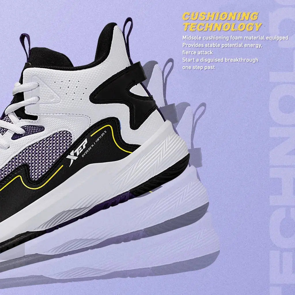 XTEP Men Basketball Shoes Support Wear-Resistant Indoor Training High-Top Outdoor Cushioning Professional Sneakers 879119127057 - Chicchar Fashion