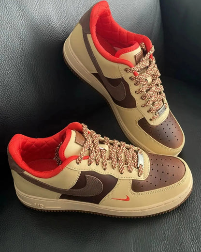 Nike Air Force 1 Lightweight  Comfortable  Versatile  Durable Low Top Board Shoes for Men Brown - Chicchar Fashion