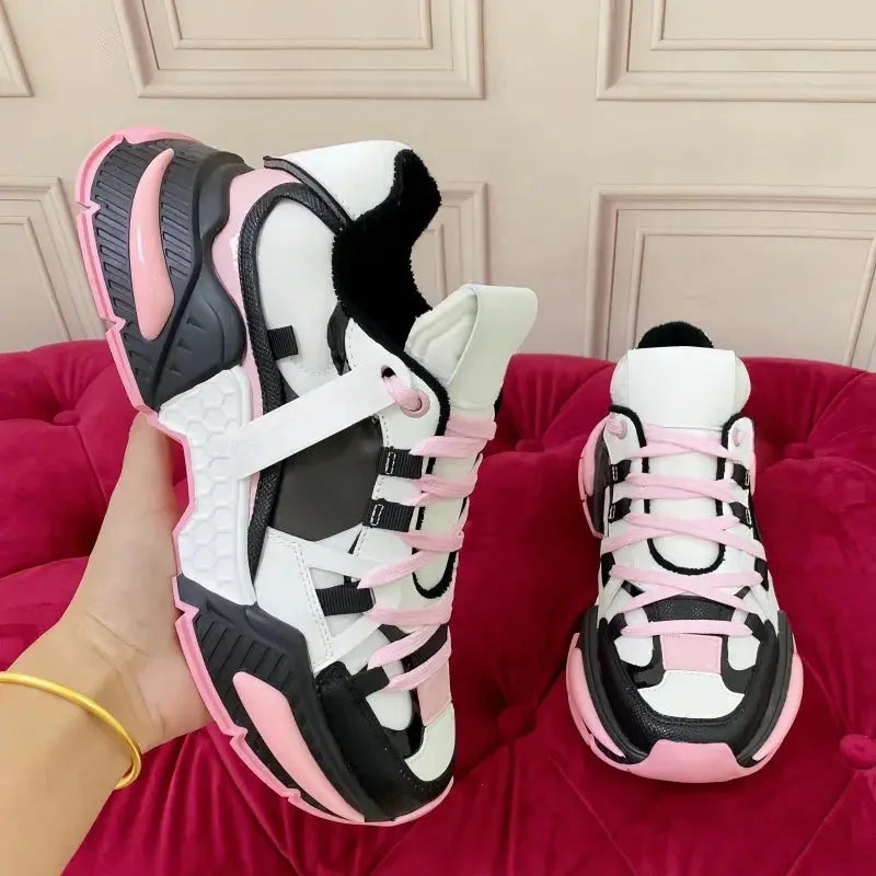 Fashion Sneakers Men Women Neutral Comfort Breathable Round Toe Flats Patchwork Thick Sole Outdoor Sports Casual Walking Shoes - Chicchar Fashion