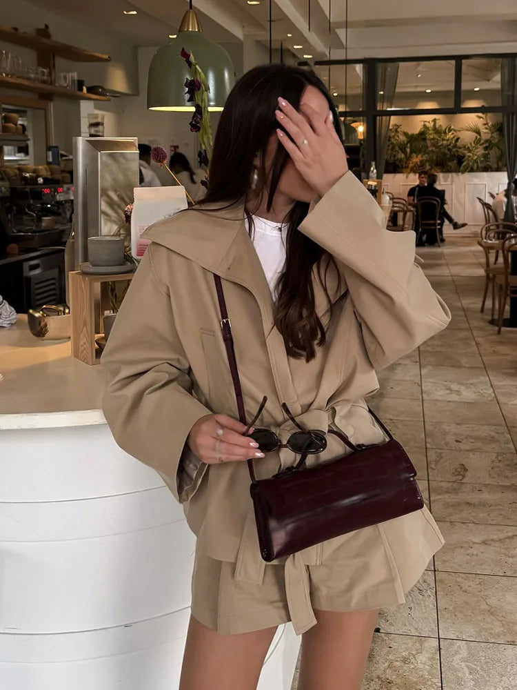 Polyester Lace-Up Summer Suit