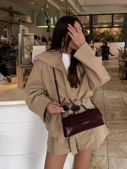 Polyester Lace-Up Summer Suit