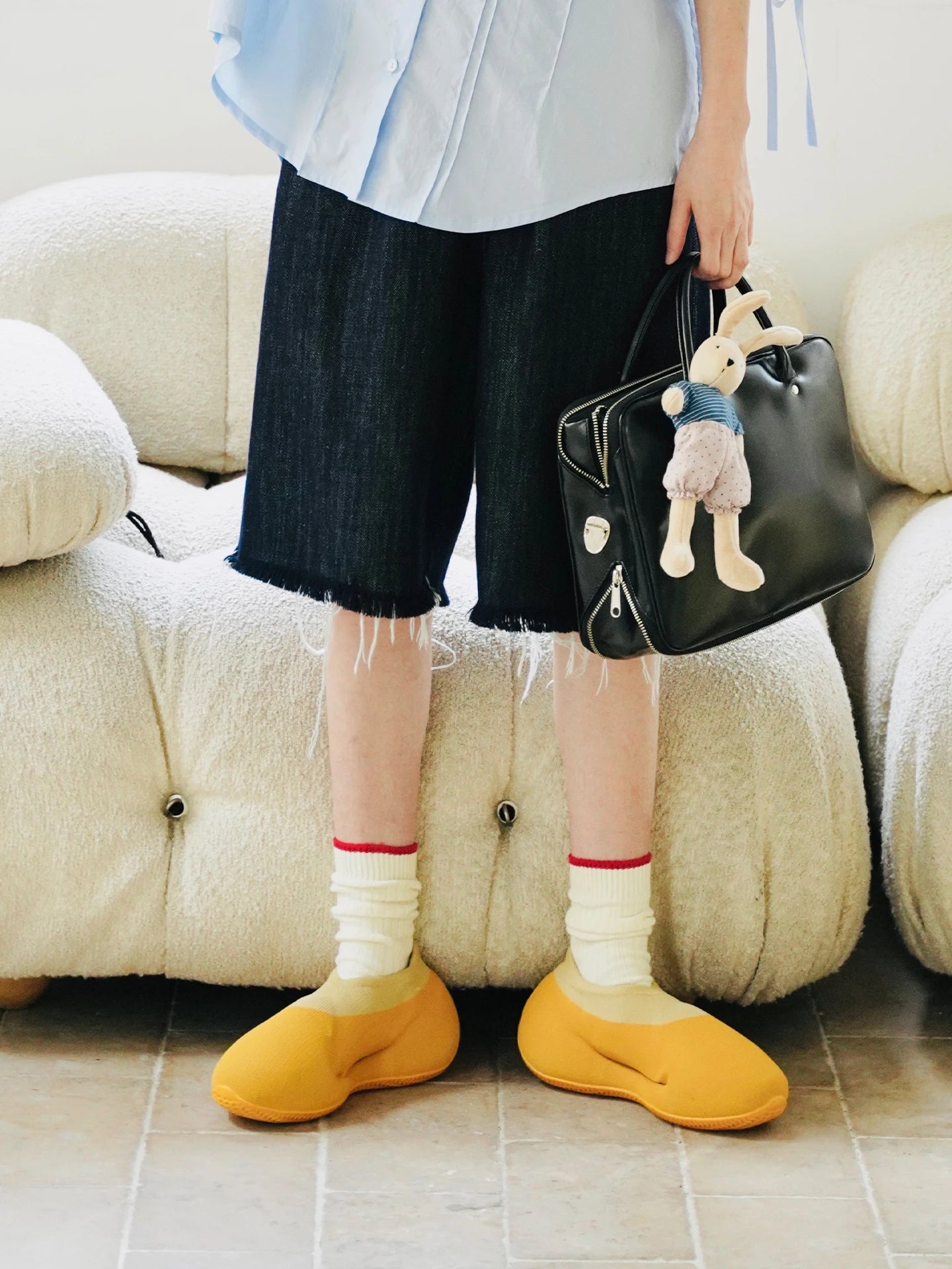 Loose Denim Knee-Length Shorts