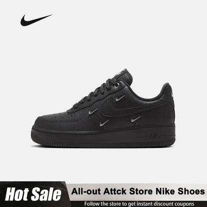 Nike Air Force 1 Low Wans Black And Silver Four-Hook Sneakers HQ1180-001 Versatile Low-Top Durable Sports Casual Shoes For Women - Chicchar Fashion