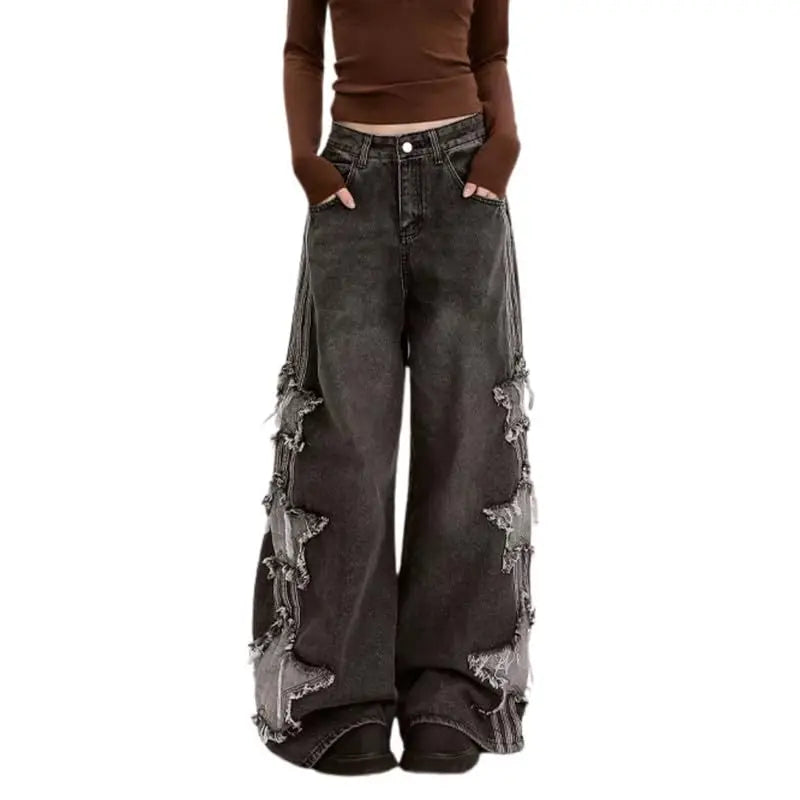 Patchwork High-Waist Jeans