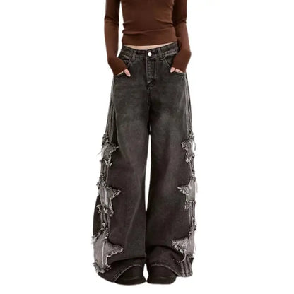 Patchwork High-Waist Jeans