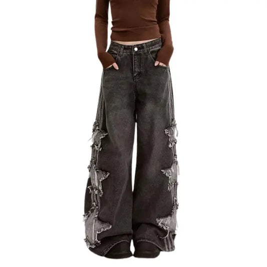Patchwork High-Waist Jeans
