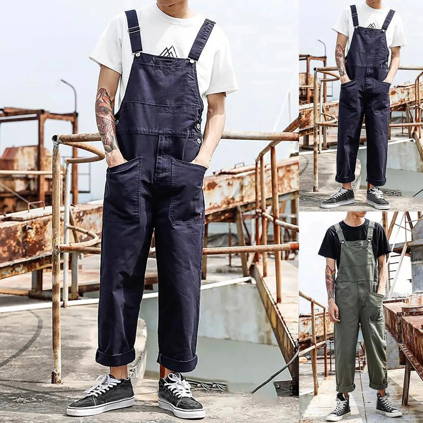 Men's Relaxed Fit Cargo Overalls - Chicchar Fashion