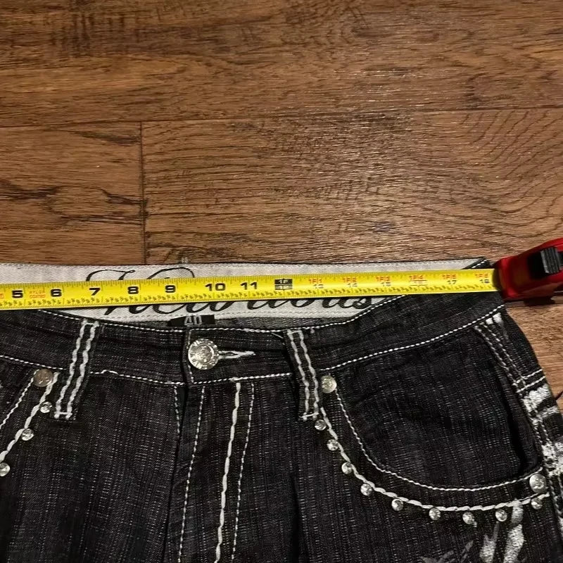 Baggy Embroidered Denim Shorts