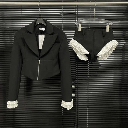 Woolen Blazer High-Waist Set