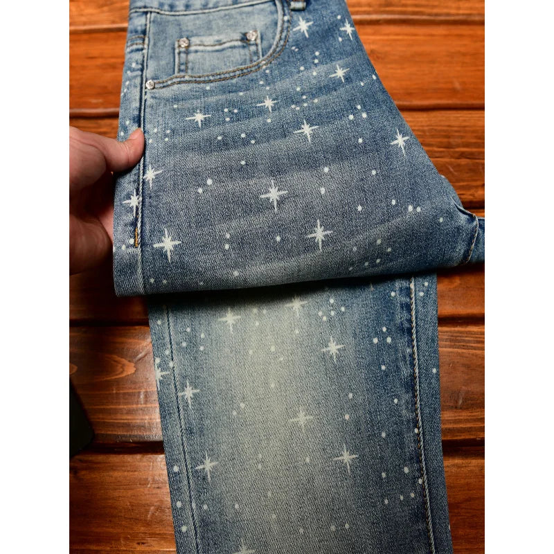 Flash Print Ankle Stretch Jeans