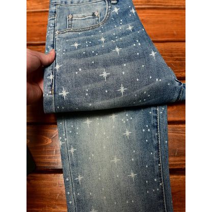 Flash Print Ankle Stretch Jeans