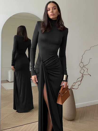 Turtleneck Bandage Maxi Dress