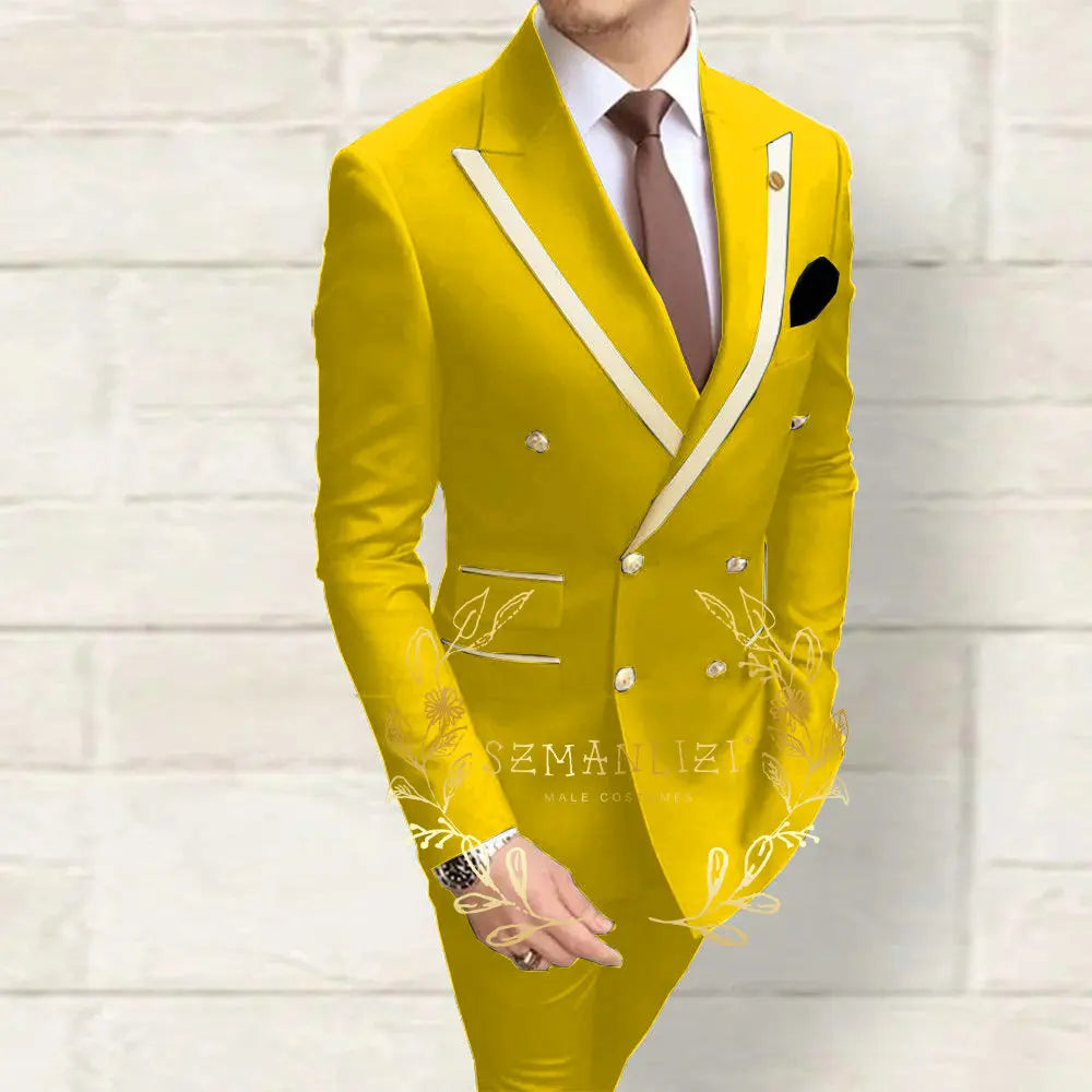 Double Breasted Navy Slim Suit