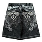Baggy Embroidered Denim Shorts