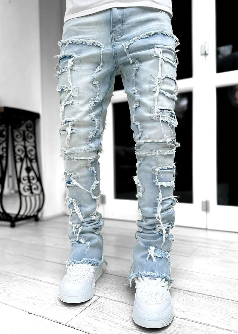 Stretch Patch Denim Jeans Men