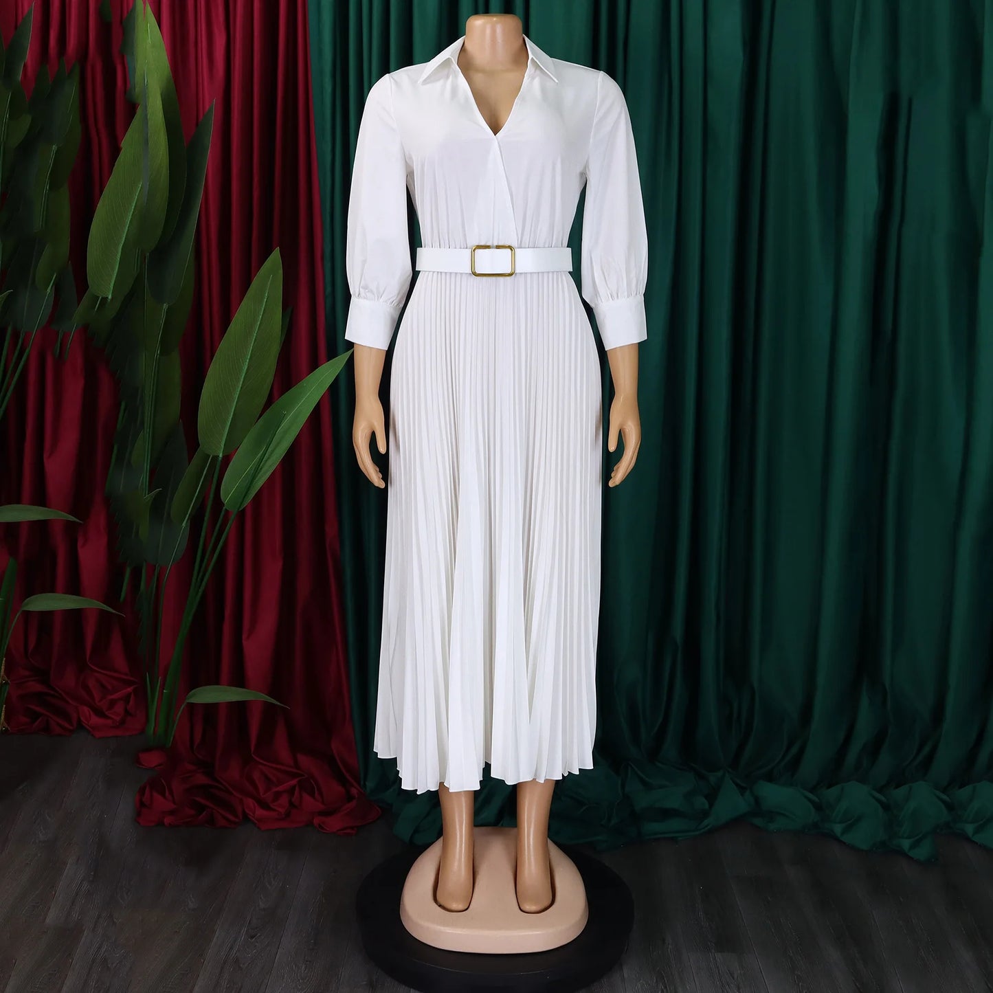 Pleated Polyester Office Dress