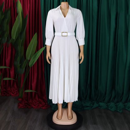 Pleated Polyester Office Dress