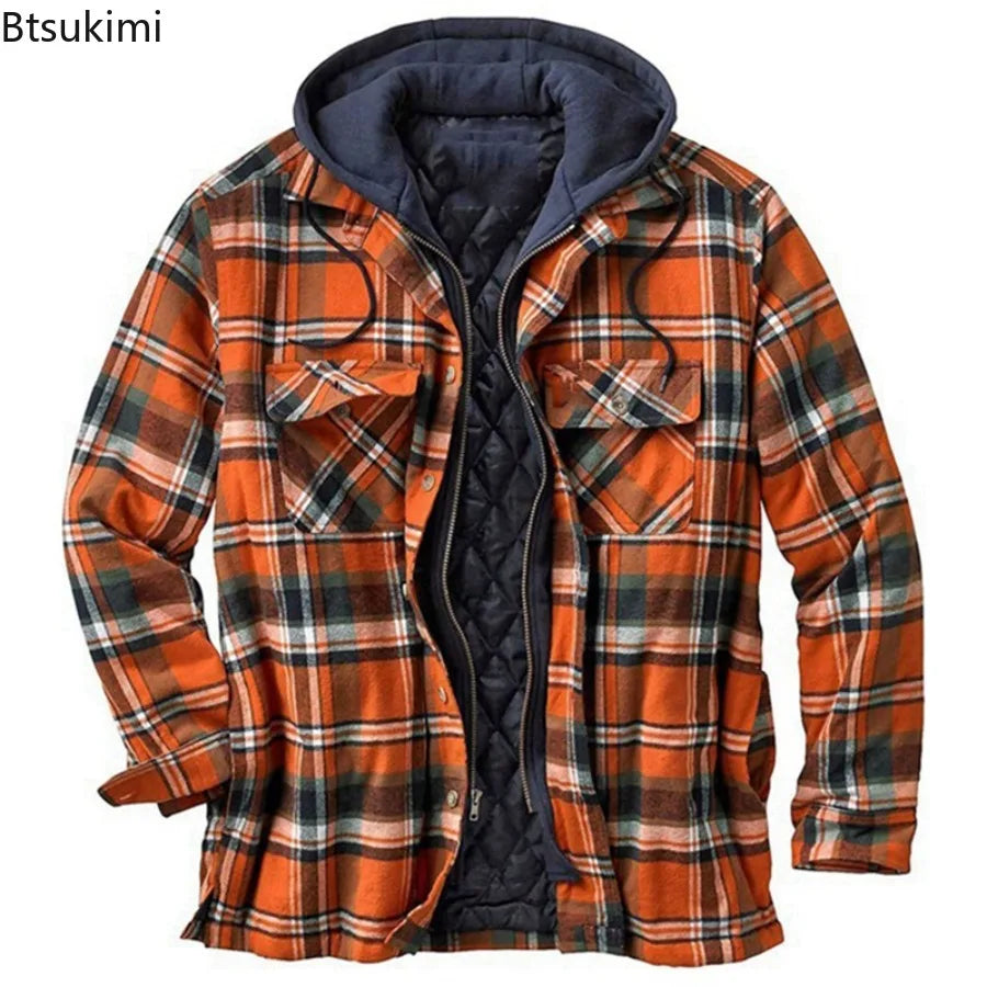 Plaid Hooded Jacket Warm