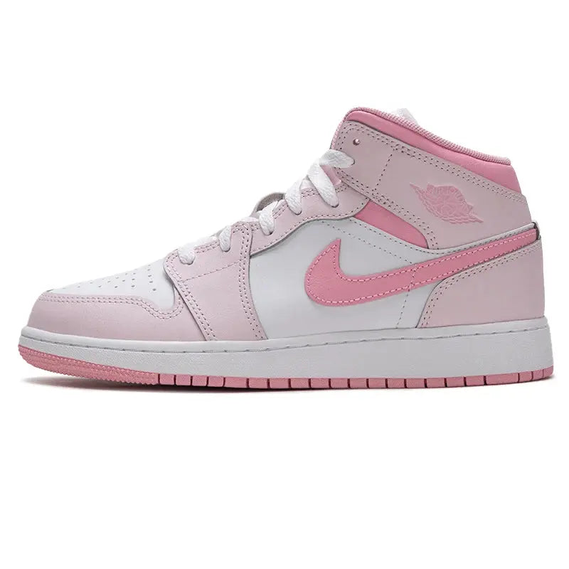 Nike Women's Shoes Air Jordan 1 Aj1 Pink and White Mid-Top Sneakers Cushioning Basketball Shoes Fashionable Casual Shoes Dq8423-600 - Chicchar Fashion