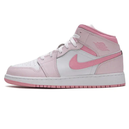 Nike Women's Shoes Air Jordan 1 Aj1 Pink and White Mid-Top Sneakers Cushioning Basketball Shoes Fashionable Casual Shoes Dq8423-600 - Chicchar Fashion