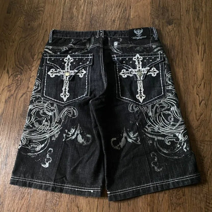 Y2K Embroidered Baggy Shorts