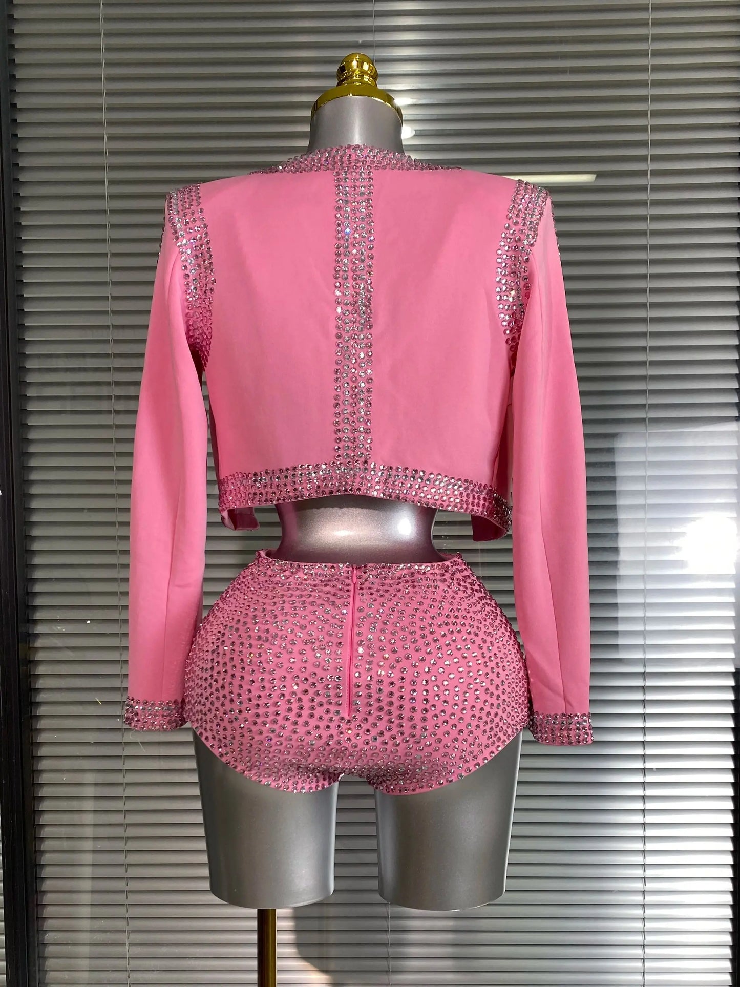 Pink Crystal Spandex Dance Set