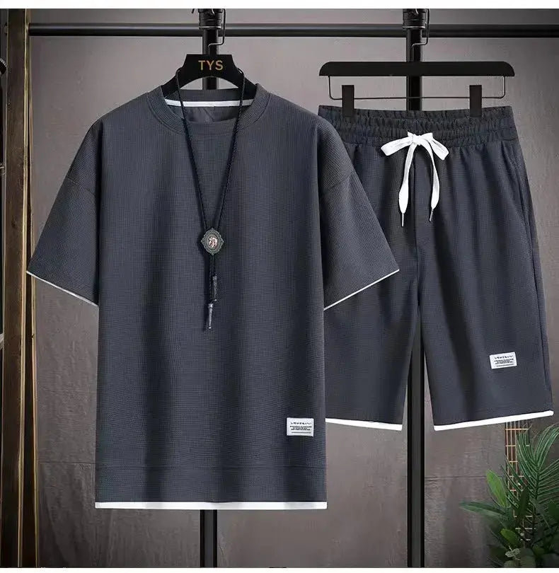 Men's Waffle Polyester Set Chicchar Fashion