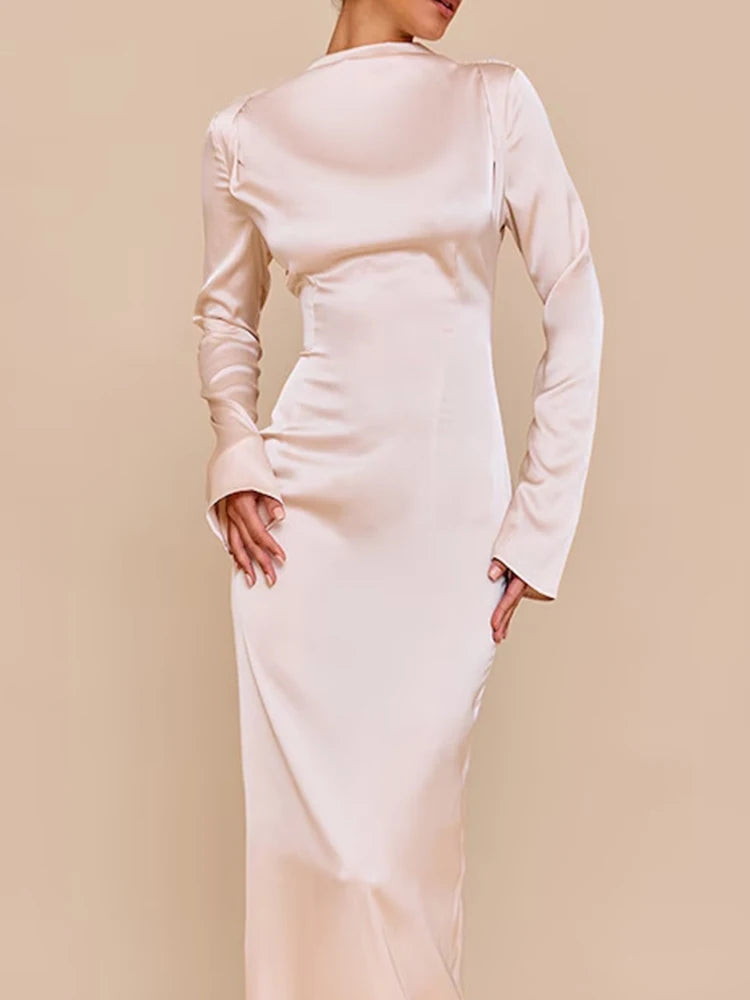 Backless Satin Fishtail Dress