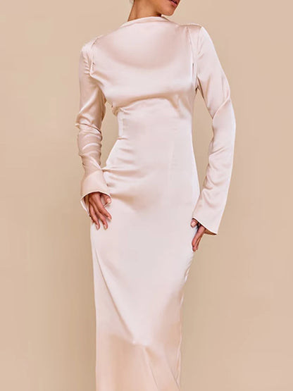 Backless Satin Fishtail Dress